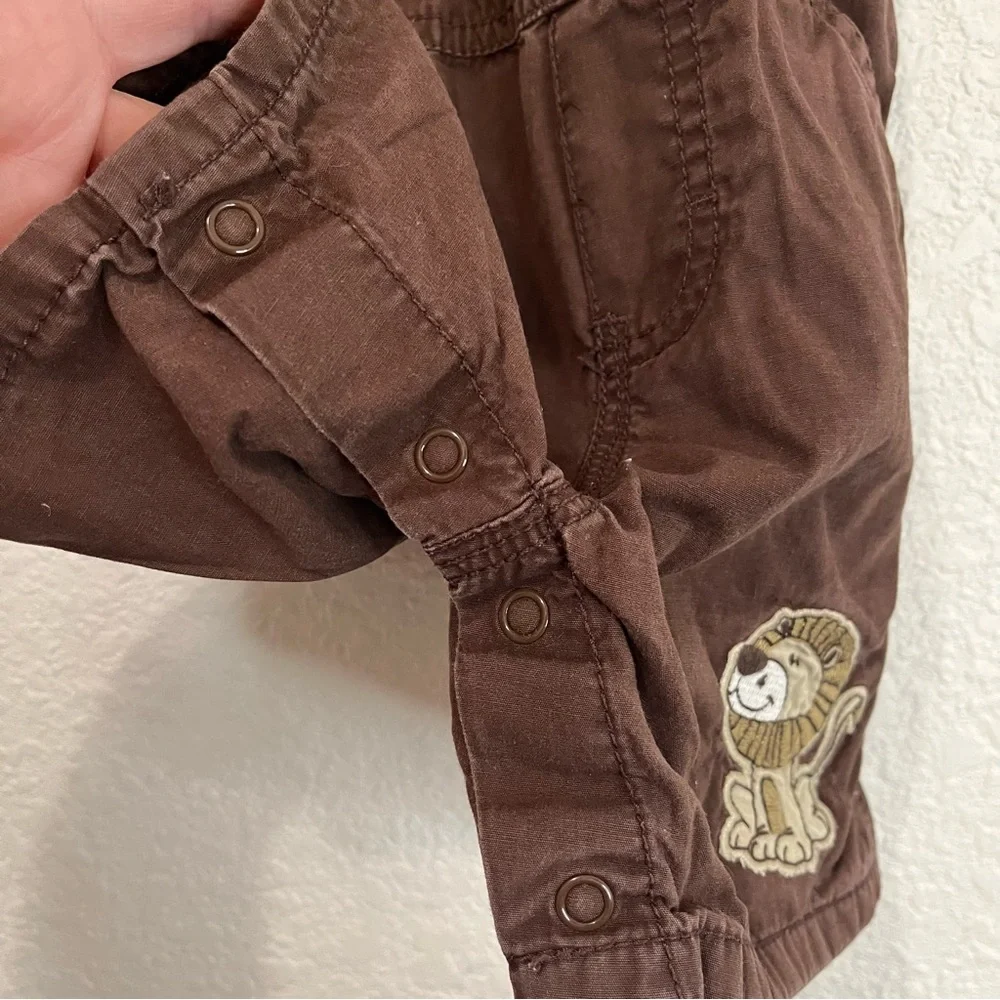 OshKosh B'Gosh Vestbak Short Overall Shortalls Brown Animal Toddler Size 18M